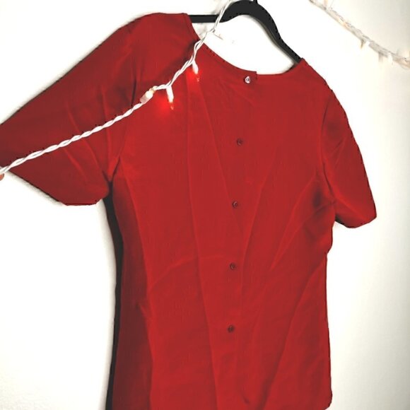 Vintage Carlisle Women's 6 EUC Buttoned Silk Short Sleeve Round Neck Cute Blouse - Picture 9 of 11